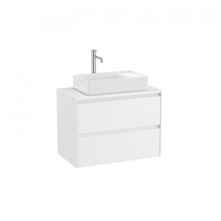 Мебел за умивалник върху плот с две чекмеджета-Matt White