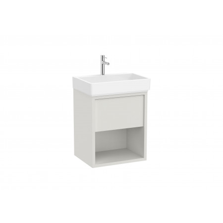 Мебел Unik - база с едно чекмедже, долен рафт и умивалник-Light Noble Grey