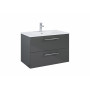 Мебел Unik (базов модул с две чекмеджета и умивалник)-Glossy Anthracite Grey