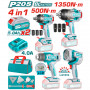 Комплект акумулаторни инструменти TOTAL INDUSTRIAL, 20 V, 2 x 5 Ah
