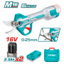 Акумулаторна безчеткова градинска ножица TOTAL Industrial, 16 V, 2 x 2 Ah