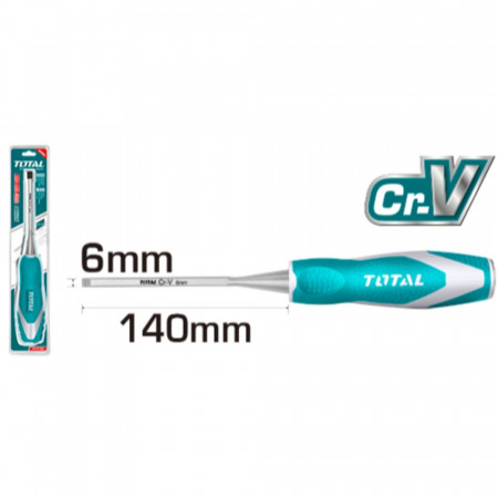 Длето за дърво TOTAL INDUSTRIAL, CrV, 140 мм