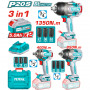 Комплект акумулаторни гайковерти TOTAL, 3в1, 20 V, 2 x 5 Ah
