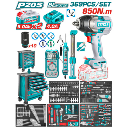 Количка с инструменти TOTAL INDUSTRIAL, 369 части