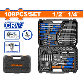 Комплект инструменти WADFOW, 1/4"+ 1/2", 109 части