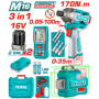 Комплект акумулаторни инструменти TOTAL TOSLI250886E, 16 V, 2 x 2 Ah