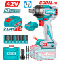Акумулаторен ударен безчетков гайковерт TOTAL INDUSTRIAL, 1/2", 42 V, 2 х 2 Ah